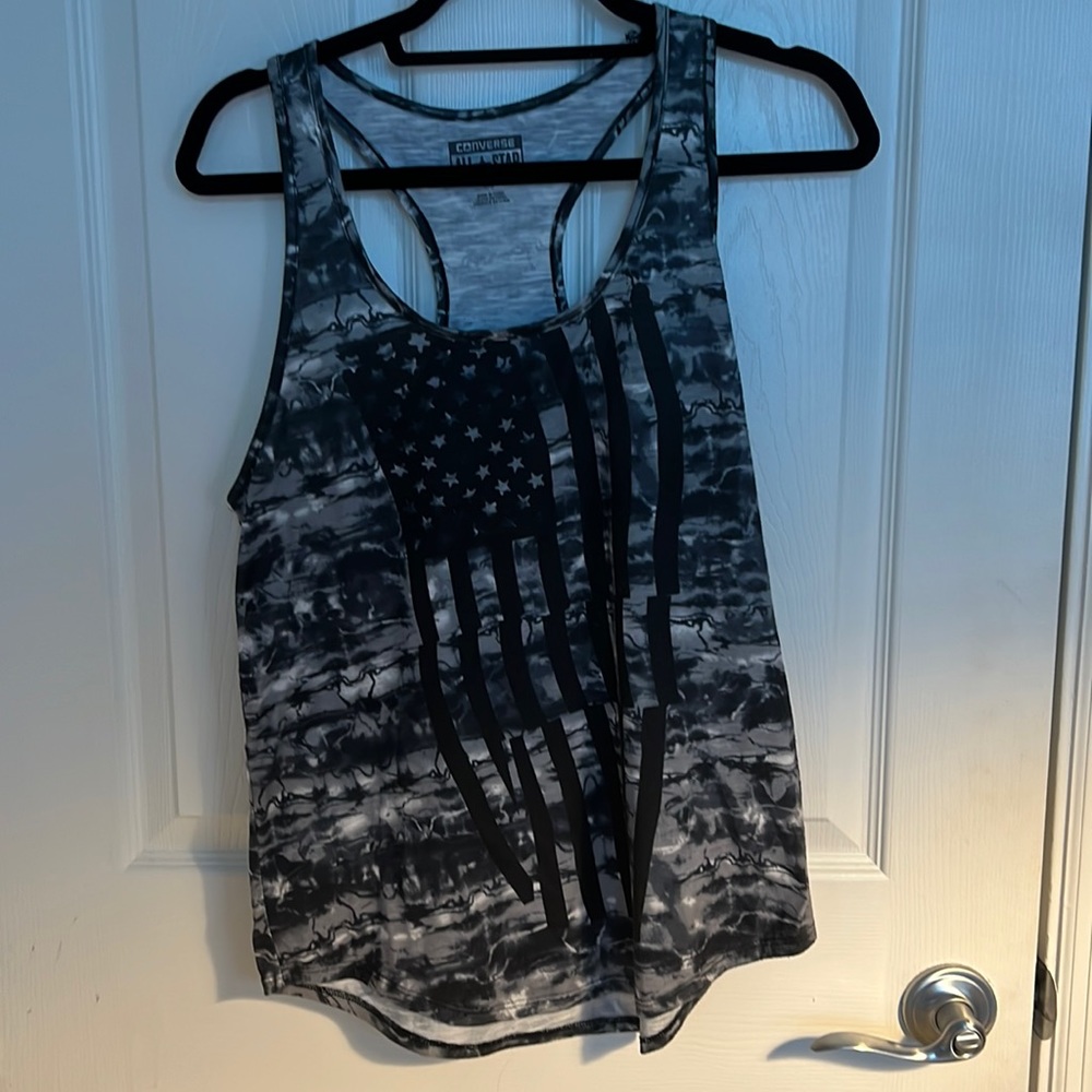 Mint condition converse tank top patriotic black and white and gray